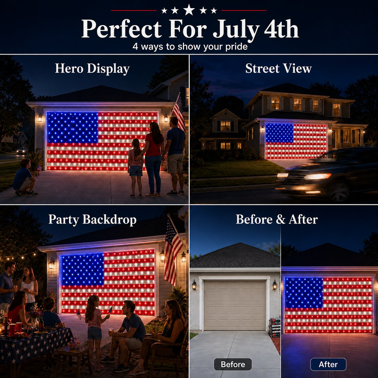 American Flag Lights with 420 Super Bright LEDs📏16.1 ft × 6.9 ft