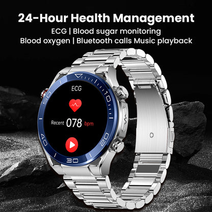 Pryxo ECG Blood Glucose Blood Pressure Monitoring Bluetooth Talk Sports Smartwatch