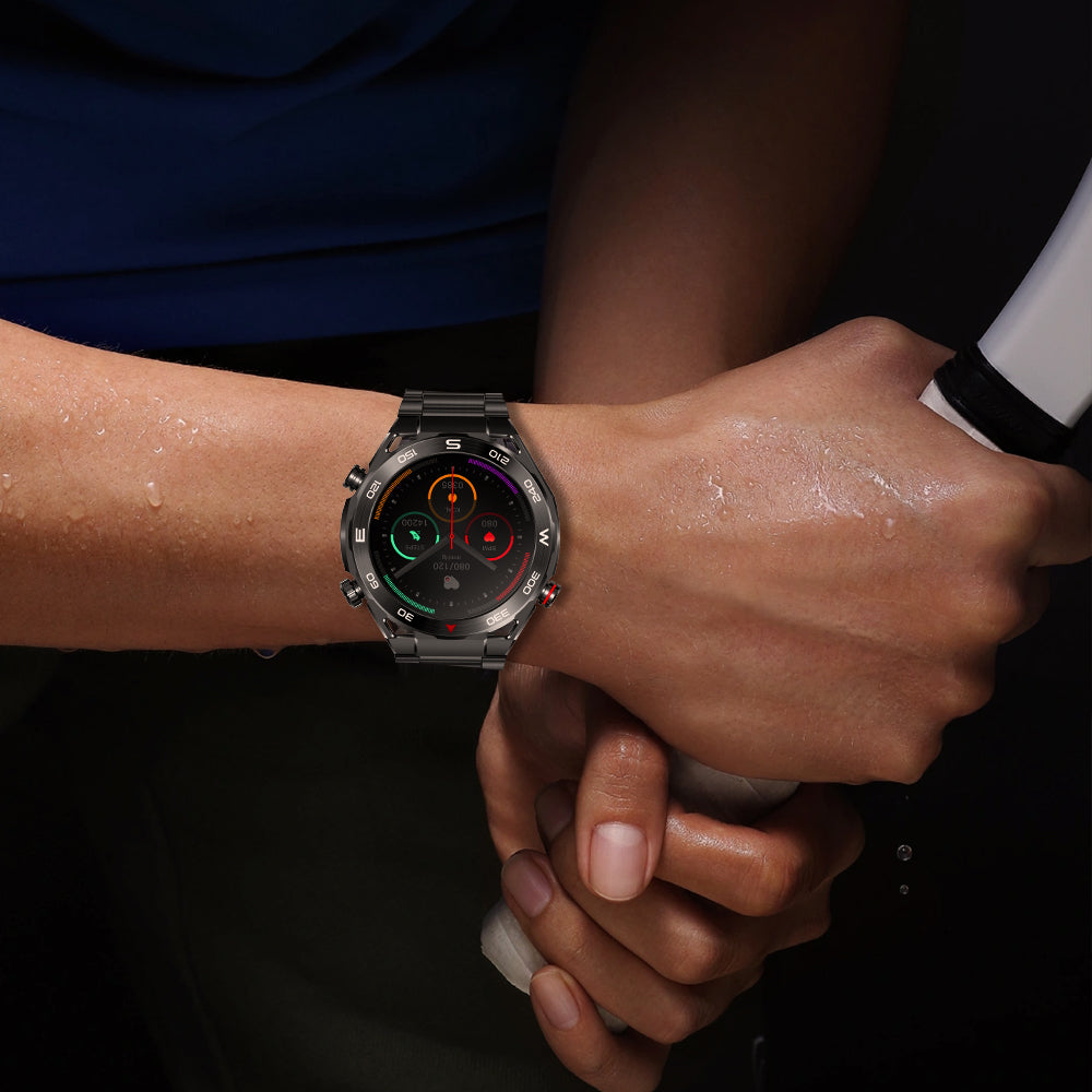 Pryxo ECG Blood Glucose Blood Pressure Monitoring Bluetooth Talk Sports Smartwatch