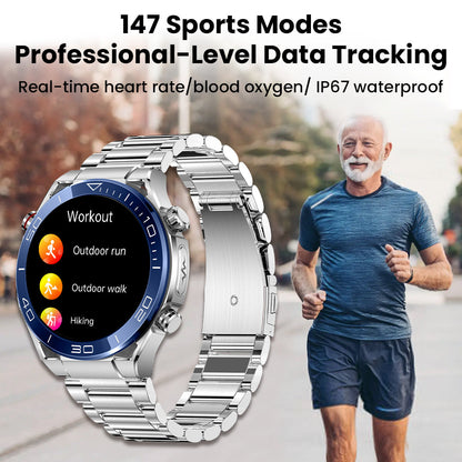 Pryxo ECG Blood Glucose Blood Pressure Monitoring Bluetooth Talk Sports Smartwatch