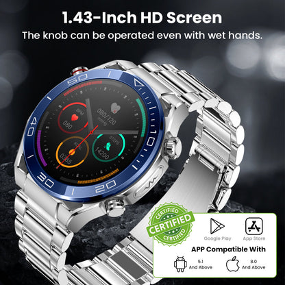 Pryxo ECG Blood Glucose Blood Pressure Monitoring Bluetooth Talk Sports Smartwatch