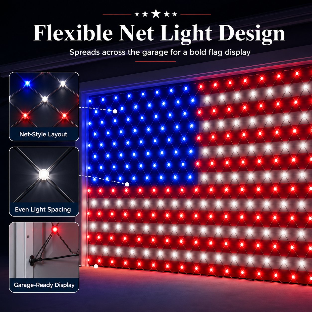 American Flag Lights with 420 Super Bright LEDs📏16.1 ft × 6.9 ft